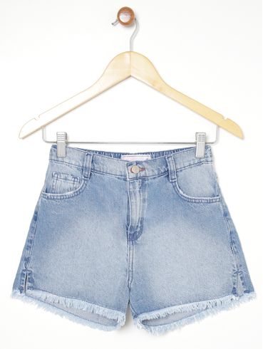 Short Jeans Estonado Vels Juvenil Para Menina - AZUL