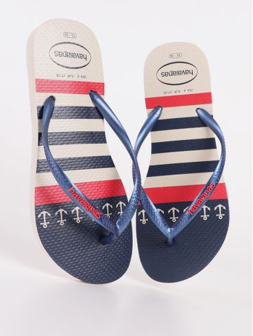 Chinelo Havaianas Slim Nautical Feminino BEGE/MARINHO