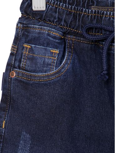 Bermuda Jeans Infantil Para Menino - AZUL