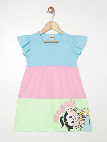 Vestido Turma da Mônica Infantil Para Menina - AZUL