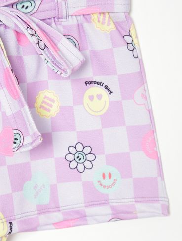 Short Estampado Infantil Para Menina - LILAS