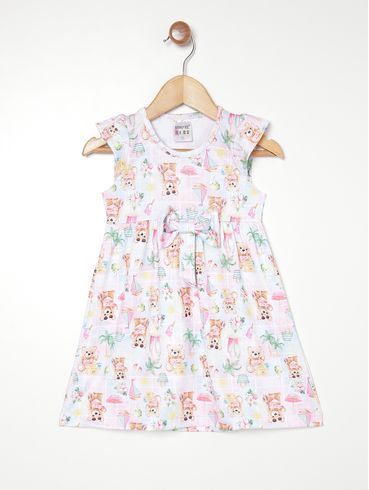 Vestido Estampado Infantil Para Menina - ROSA