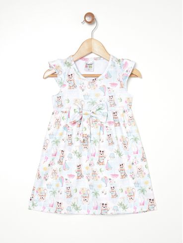 Vestido Estampado Infantil Para Menina - AZUL