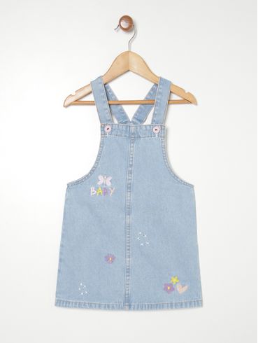 Salopete Jeans Flik Infantil Para Menina - AZUL