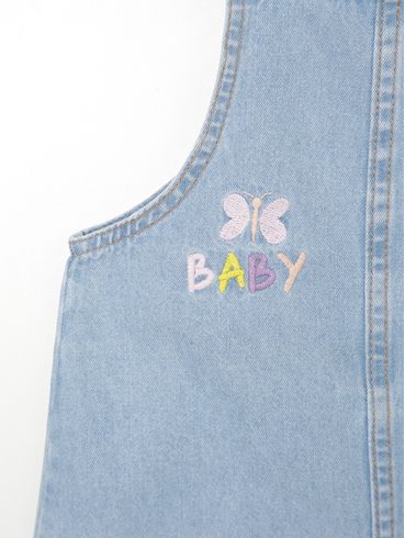 Salopete Jeans Flik Infantil Para Menina - AZUL