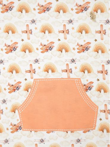 Macacão Estampado Infantil Para Bebê- LARANJA