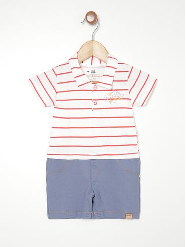 Macacão Curto Infantil Para Bebê- VERMELHO