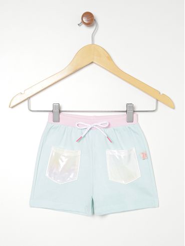 Short Moletinho Infantil Para Menina - AZUL