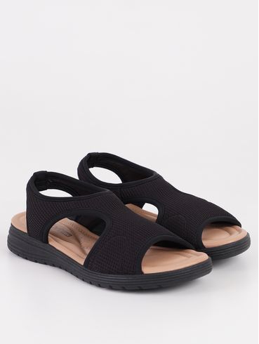 Sandália Rasteira Comfortflex Feminina PRETO/OCRE