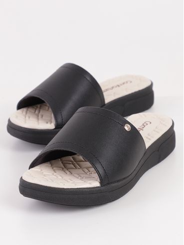 Tamanco Flatform Comfortflex Feminino PRETO/BEGE