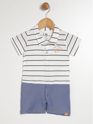 Macacão Curto Infantil Para Bebê- PRETO