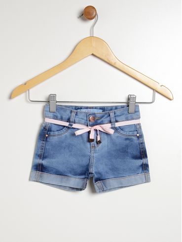 Short Jeans Infantil Para Menina - AZUL