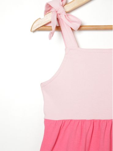 Vestido Tricolor Infantil Para Menina - ROSA