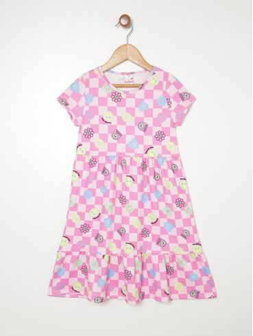 Vestido Estampado Infantil Para Menina - ROSA