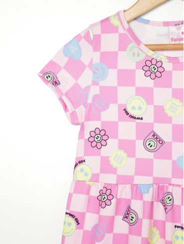 Vestido Estampado Infantil Para Menina - ROSA