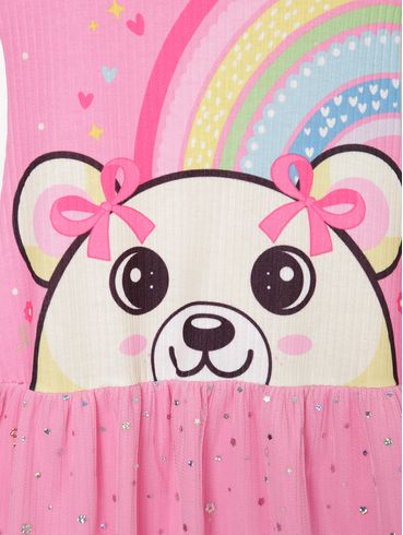 Vestido Canelado Flik Infantil Para Menina - ROSA