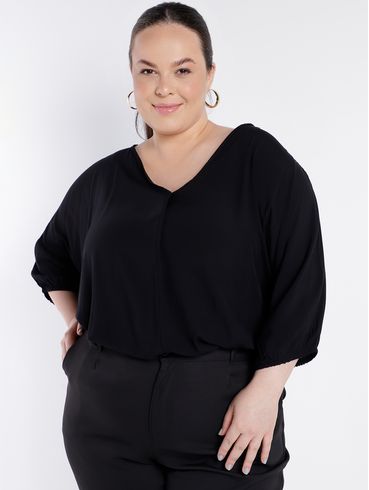 Blusa Manga Curta Autentique Plus Size Feminina Preto