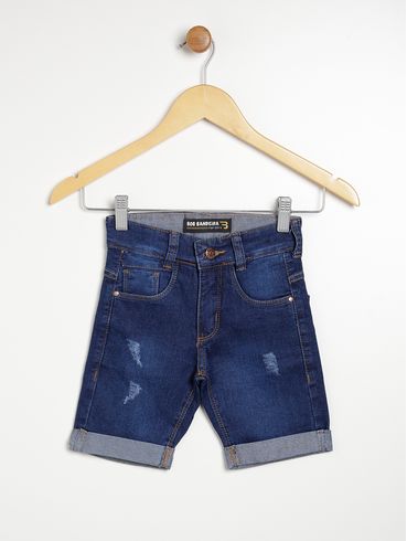 Bermuda Jeans Infantil Para Menino - AZUL