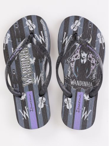 Chinelo Ipanema Wandinha Juvenil Para Menina - PRETO/CINZA/LILAS