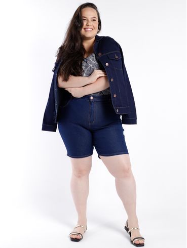 Bermuda Jeans Plus Size Feminina AZUL