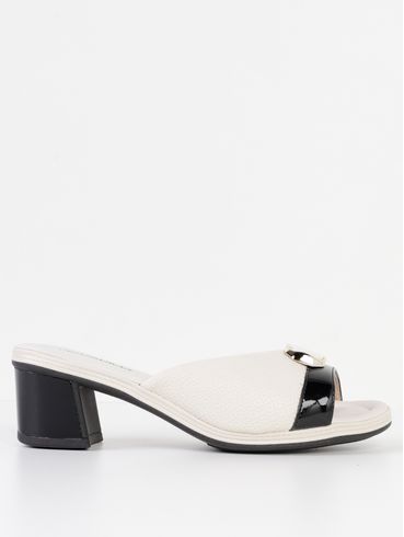 Tamanco Piccadilly Feminino OFF WHITE/PRETO