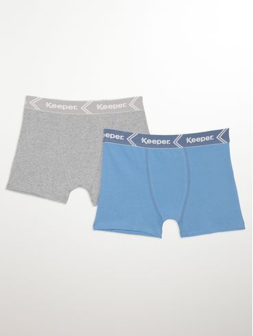 Kit com 02 Cuecas Boxer Masculinas Azul/Cinza