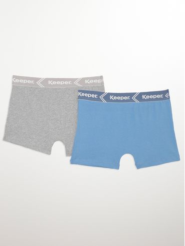 Kit com 02 Cuecas Boxer Masculinas Azul/Cinza