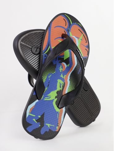 Chinelo Rider Juvenil Para Menino - PRETO/LARANJA/AZUL