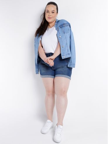 Short Jeans Plus Size Feminina AZUL