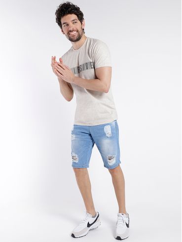 Bermuda Jeans Destroyed Masculina AZUL