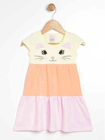 Vestido Infantil Para Menina - AMARELO/LARANJA/ROSA