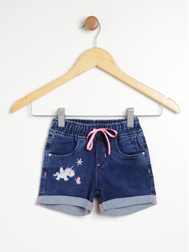 Short Jeans Infantil Para Menina - AZUL