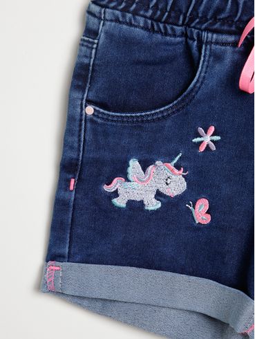 Short Jeans Infantil Para Menina - AZUL