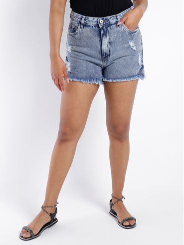 Short Jeans Destroyed Feminino AZUL