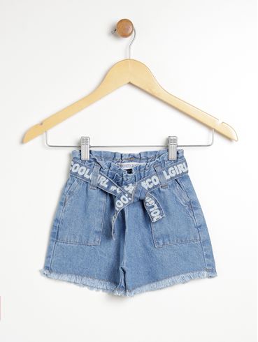 Short Jeans Clochard Infantil Para Menina - AZUL