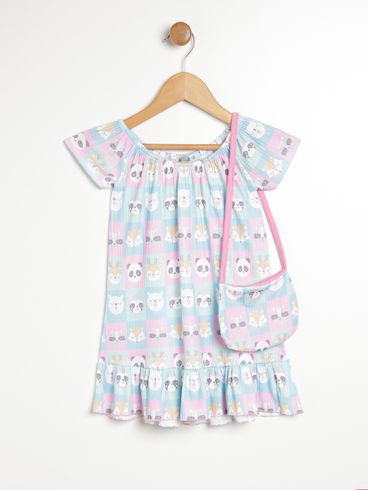 Vestido Estampado Flik Infantil Para Menina - AZUL