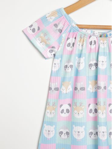 Vestido Estampado Flik Infantil Para Menina - AZUL