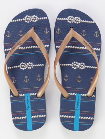 Chinelo Ipanema Navy Feminino AZUL/DOURADO/BRANCO