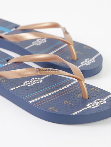 Chinelo Ipanema Navy Feminino AZUL/DOURADO/BRANCO