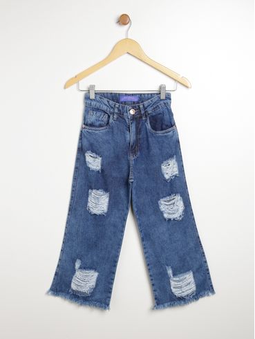 Calça Pantacourt Juvenil Para Menina - AZUL