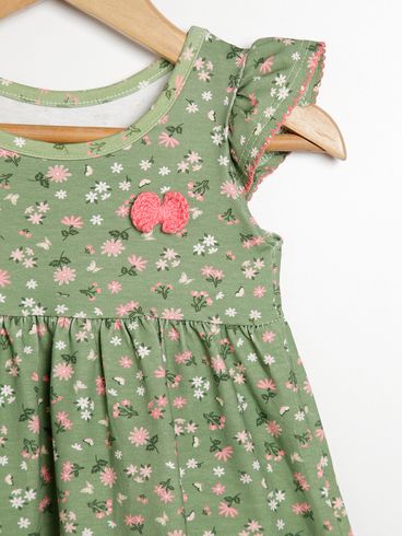 Vestido Estampado Infantil Para Bebê- VERDE