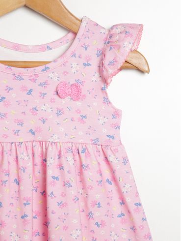 Vestido Estampado Infantil Para Bebê- ROSA