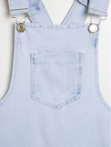 Salopete Jeans Infantil Para Menina - AZUL