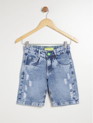 Bermuda Jeans Juvenil Para Menino - AZUL