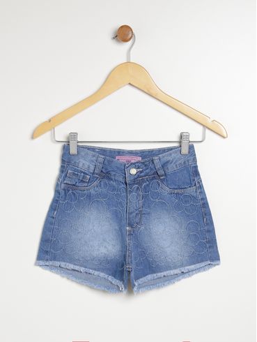 Short Jeans Juvenil Para Menina - AZUL