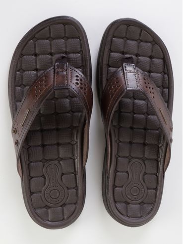 Chinelo Couro Pegada Masculino Marrom