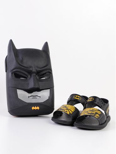 Sandália Batman + Mochila Infantil Para Menino - PRETO/AMARELO