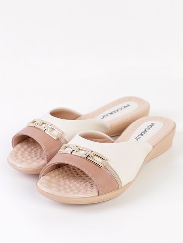 Tamanco Anabela Piccadilly Feminino OFF WHITE/CARAMELO