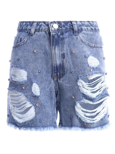 Short Jeans Destroyed Feminino AZUL