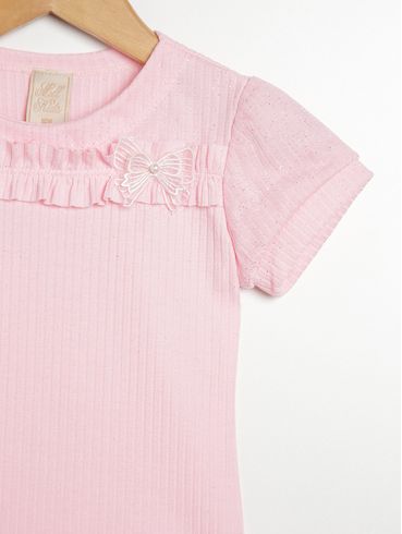 Body Canelado Infantil Para Bebê- ROSA